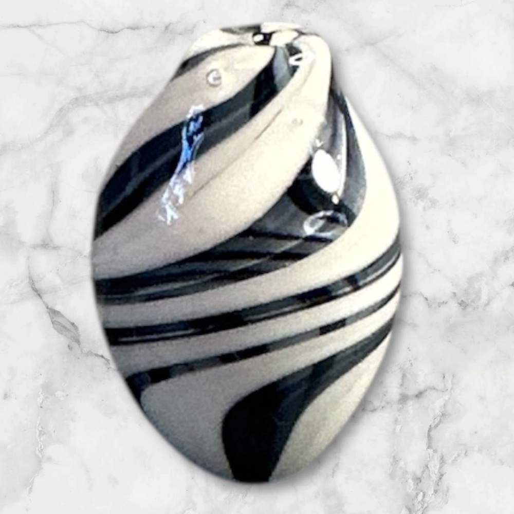 Vintage Faeryfyre hand blown lampwork glass borosilicate bead blue white 30mm